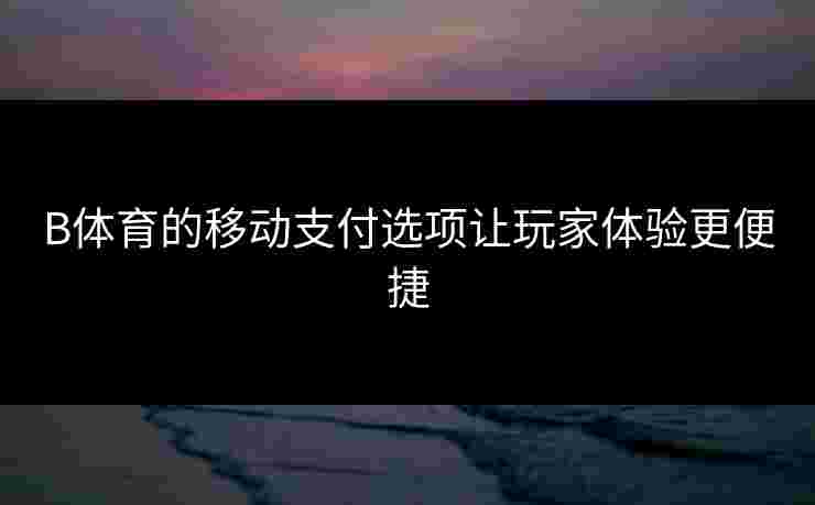 B体育的移动支付选项让玩家体验更便捷